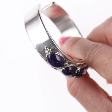 6.375" Darrin Livingston Navajo Gem Grade Amethyst and sterling bracelet - Estate Fresh Austin