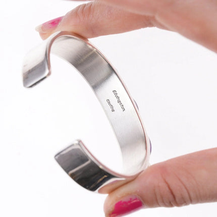 6.375" Darrin Livingston Navajo Gem Grade Amethyst and sterling bracelet - Estate Fresh Austin