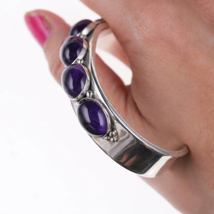 6.375" Darrin Livingston Navajo Gem Grade Amethyst and sterling bracelet - Estate Fresh Austin