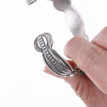 6.375" David Reeves Navajo Heavy Stamped sterling and turquoise bracelet - Estate Fresh Austin