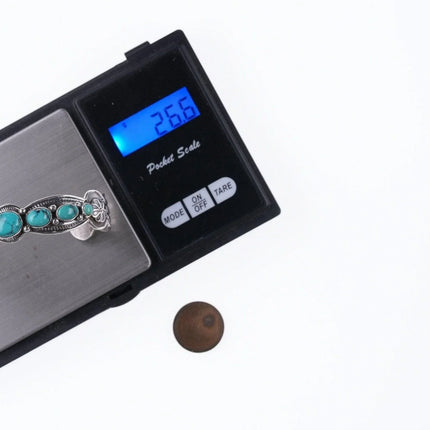 6.375" David Reeves Navajo Heavy Stamped sterling and turquoise bracelet - Estate Fresh Austin