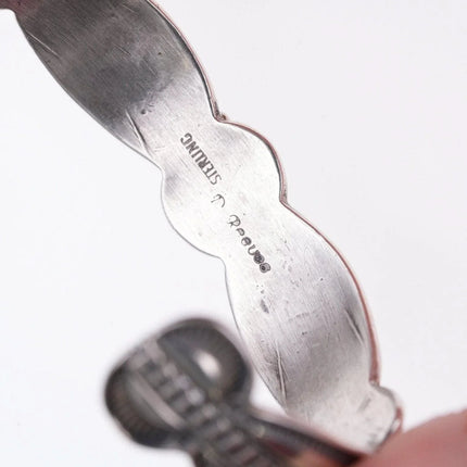 6.375" David Reeves Navajo Heavy Stamped sterling and turquoise bracelet - Estate Fresh Austin