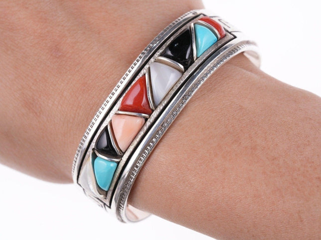 6 3/8" Ervin Tso Native American Sterling channel inlay bracelet - Estate Fresh Austin