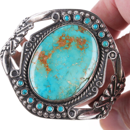 6.375" Fred Harvey Era Sterling and turquoise bracelet - Estate Fresh Austin