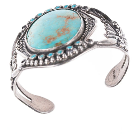 6.375" Fred Harvey Era Sterling and turquoise bracelet - Estate Fresh Austin