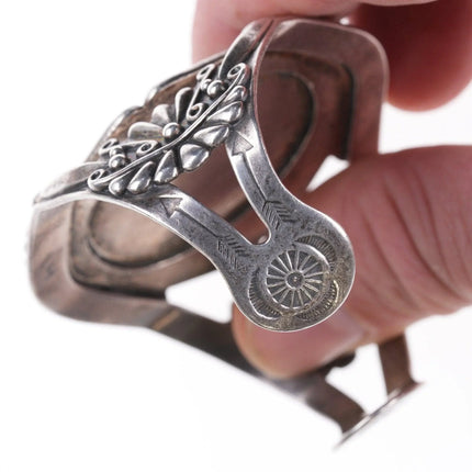 6.375" Fred Harvey Era Sterling and turquoise bracelet - Estate Fresh Austin