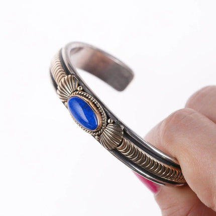 6.375" Gary Reeves (1962-2014) Navajo 14k/Sterling and lapis bracelet - Estate Fresh Austin