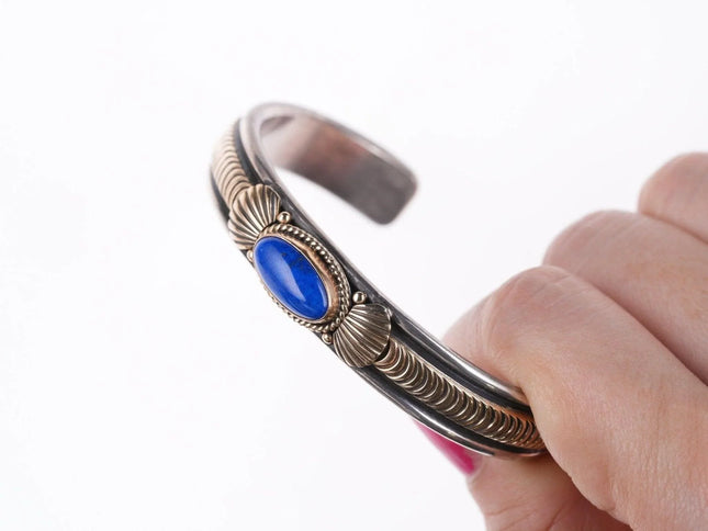6.375" Gary Reeves (1962-2014) Navajo 14k/Sterling and lapis bracelet - Estate Fresh Austin