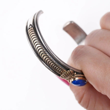 6.375" Gary Reeves (1962-2014) Navajo 14k/Sterling and lapis bracelet - Estate Fresh Austin