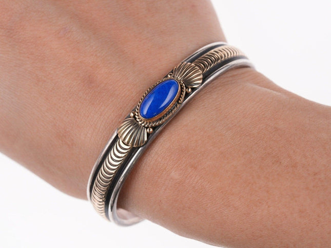 6 3/8" Gary Reeves (1962 - 2014) Navajo 14k/Sterling and lapis bracelet - Estate Fresh Austin