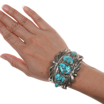 6.375" Horace Iule Zuni (1901-1978) Large silver cuff bracelet with turquoise - Estate Fresh Austin