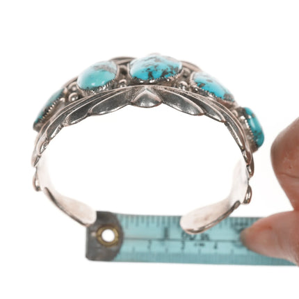 6.375" Horace Iule Zuni (1901-1978) Large silver cuff bracelet with turquoise - Estate Fresh Austin