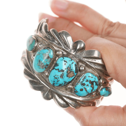 6.375" Horace Iule Zuni (1901-1978) Large silver cuff bracelet with turquoise - Estate Fresh Austin