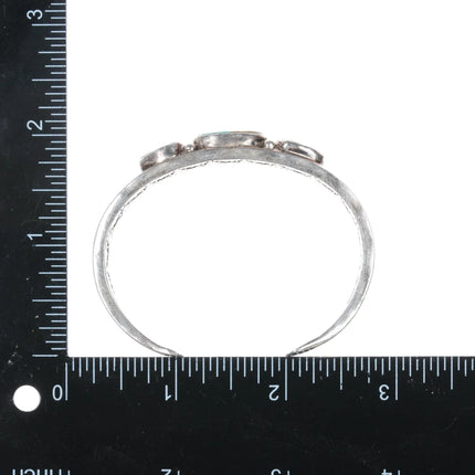 6.375" IG Native American silver and turquoise interior stamped cuff bracelet - Estate Fresh Austin