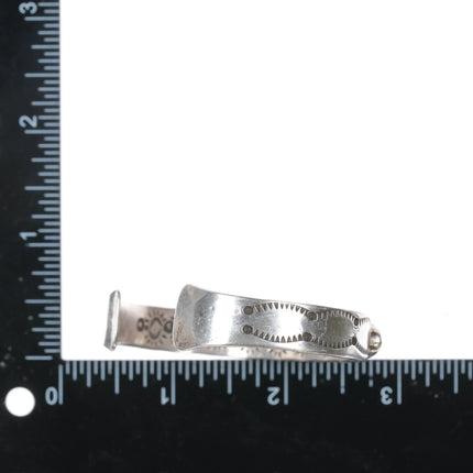 6.375" IG Native American silver and turquoise interior stamped cuff bracelet - Estate Fresh Austin