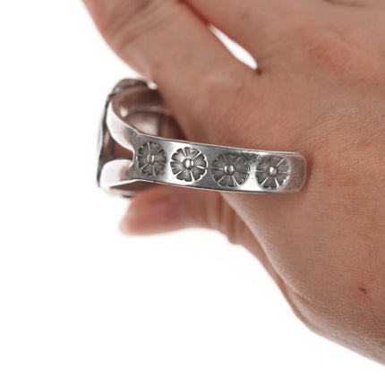 6.375" Ike Wilson Navajo (1901-1942) Ingot silver and turquoise cuff bracelet - Estate Fresh Austin