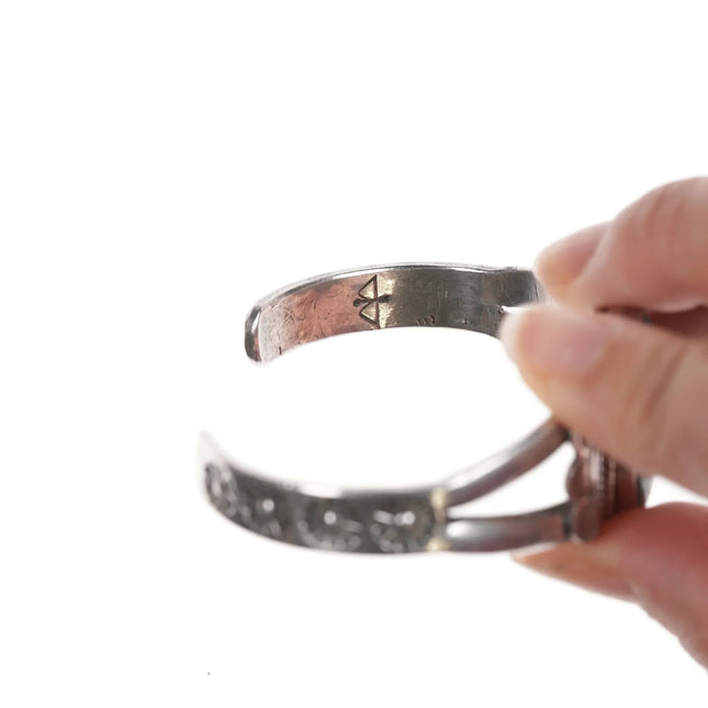 6.375" Ike Wilson Navajo (1901-1942) Ingot silver and turquoise cuff bracelet - Estate Fresh Austin