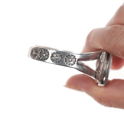 6.375" Ike Wilson Navajo (1901-1942) Ingot silver and turquoise cuff bracelet - Estate Fresh Austin