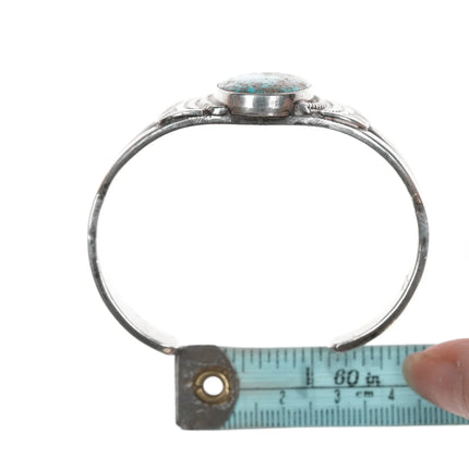 6.375" Ike Wilson Navajo (1901-1942) Ingot silver and turquoise cuff bracelet - Estate Fresh Austin