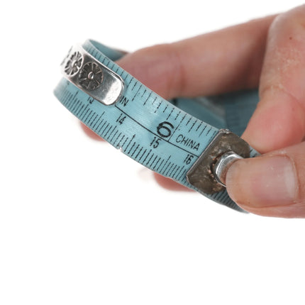 6.375" Ike Wilson Navajo (1901-1942) Ingot silver and turquoise cuff bracelet - Estate Fresh Austin