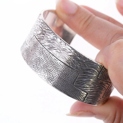 6.375" Jared Chavez San Felipe Sterling silver heavily worked bracelet - Estate Fresh Austin