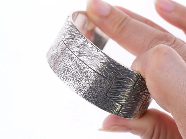 6.375" Jared Chavez San Felipe Sterling silver heavily worked bracelet - Estate Fresh Austin