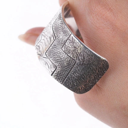 6.375" Jared Chavez San Felipe Sterling silver heavily worked bracelet - Estate Fresh Austin