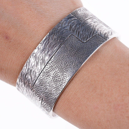 6.375" Jared Chavez San Felipe Sterling silver heavily worked bracelet - Estate Fresh Austin