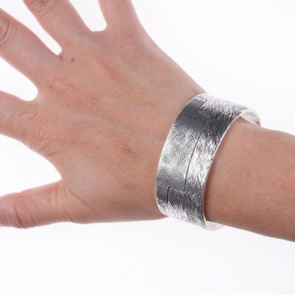 6.375" Jared Chavez San Felipe Sterling silver heavily worked bracelet - Estate Fresh Austin