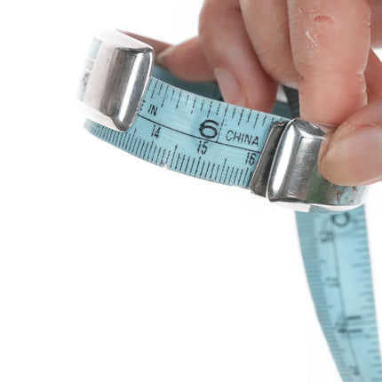 6.375" Jerry Nelson Navajo silver Opal and Turquoise channel inlay cuff bracelet - Estate Fresh Austin