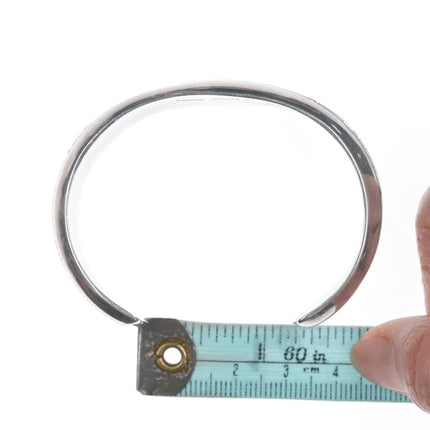 6.375" Jerry Nelson Navajo silver Opal and Turquoise channel inlay cuff bracelet - Estate Fresh Austin