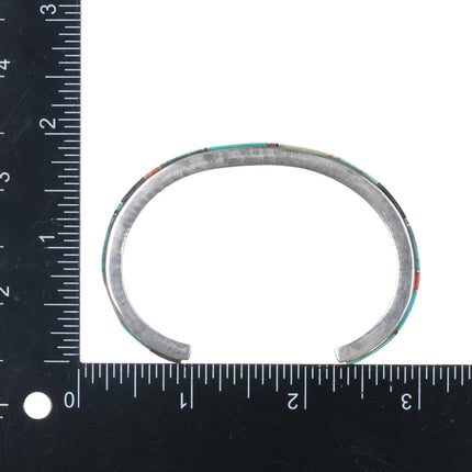 6.375" Kay Yazzie Navajo sterling multi-stone channel inlay cuff bracelet - Estate Fresh Austin