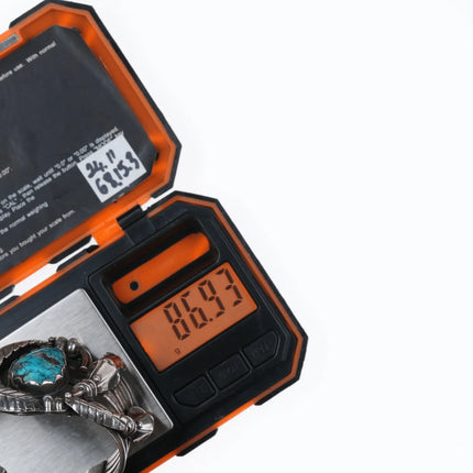 6.375" Large Native American Silver turquoise and coral blossom cuff bracelet - Estate Fresh Austin