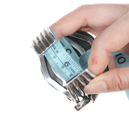 6.375" Large Native American Silver turquoise and coral blossom cuff bracelet - Estate Fresh Austin