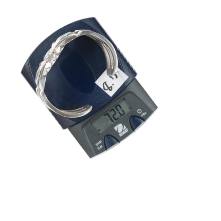 6.375" Large old Native American silver cast cuff bracelet with turquoise - Estate Fresh Austin