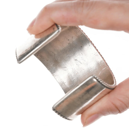 6.375" Large Vintage Zuni Turquoise, jet, and mother of pearl silver cuff bracelet - Estate Fresh Austin