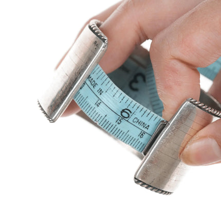 6.375" Large Vintage Zuni Turquoise, jet, and mother of pearl silver cuff bracelet - Estate Fresh Austin