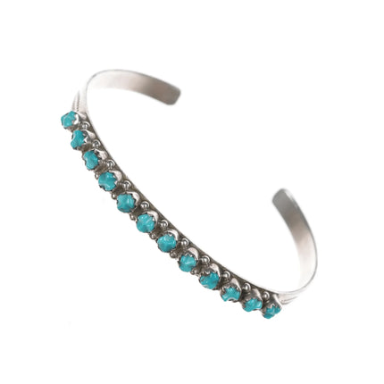 6.375" Lonasee Zuni Vintage sterling carved turquoise cuff bracelet - Estate Fresh Austin