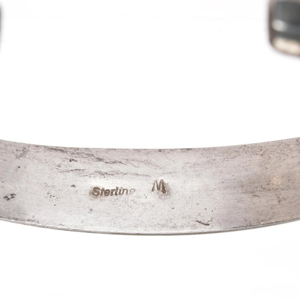 6.375" M Native American Sterling, turquoise, and jet cuff bracelet - Estate Fresh Austin