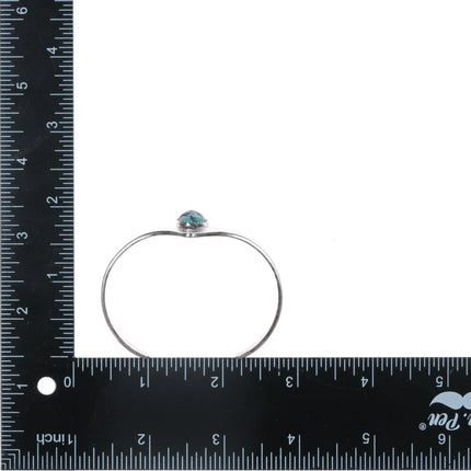6.375" Mary Cayetineto Navajo hammered sterling cuff bracelet with turquoise - Estate Fresh Austin