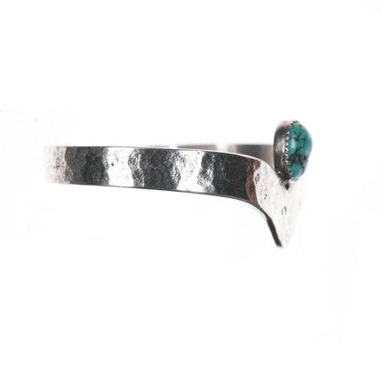 6.375" Mary Cayetineto Navajo hammered sterling cuff bracelet with turquoise - Estate Fresh Austin