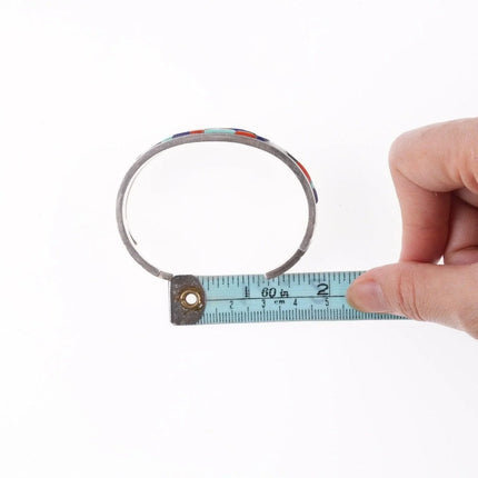 6.375" Navajo Gary Arviso Sterling silver cuff bracelet multi-stone inlay - Estate Fresh Austin