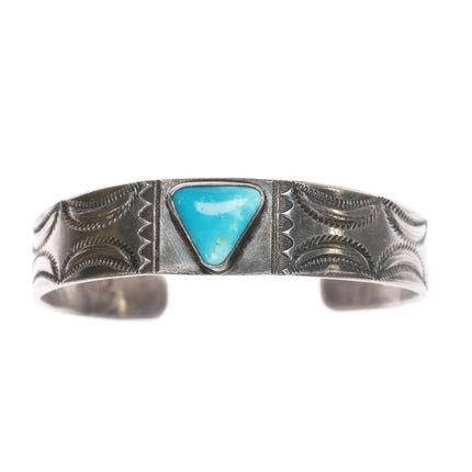 6.375" Navajo Ike Wilson (1900-1942) sterling and turquoise cuff bracelet - Estate Fresh Austin
