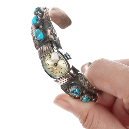 6 3/8" Navajo Sterling and turquoise watch bracelet - Estate Fresh Austin