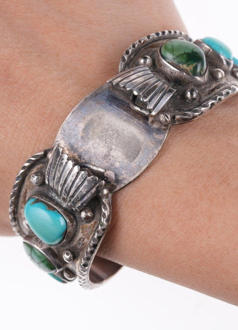 6 3/8" Navajo sterling and turquoise watch bracelet - Estate Fresh Austin