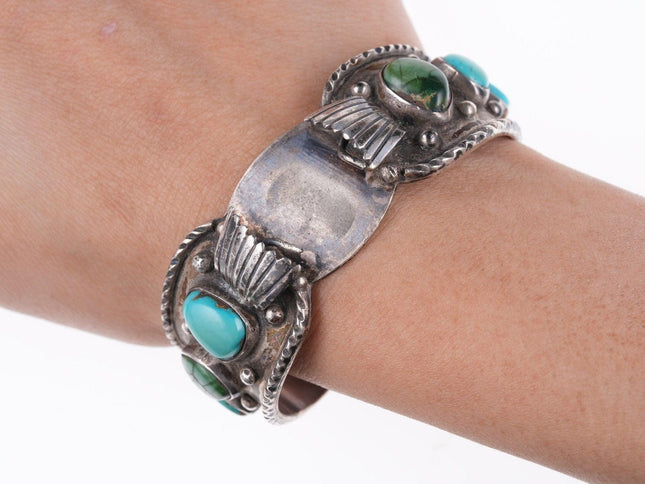 6 3/8" Navajo sterling and turquoise watch bracelet - Estate Fresh Austin