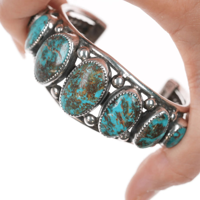 6.375" Orville Tsinnie Navajo sterling high grade turquoise bracelet - Estate Fresh Austin