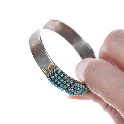 6 3/8" Pete and Vivian Haloo Zuni Fine snake eye turquoise sterling bracelet - Estate Fresh Austin