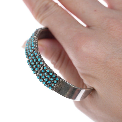 6 3/8" Pete and Vivian Haloo Zuni Fine snake eye turquoise sterling bracelet - Estate Fresh Austin