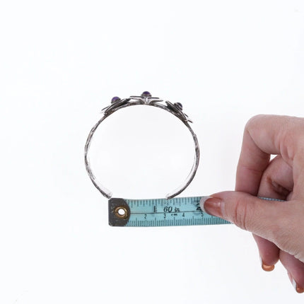 6.375" Retro Handmade Artisan sterling and amethyst bracelet - Estate Fresh Austin